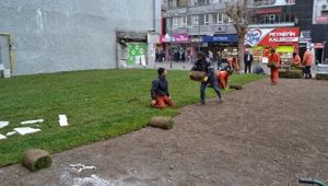 Eski Belediye Binası Alanında Çimlendirme Çalışmalarına Başlandı