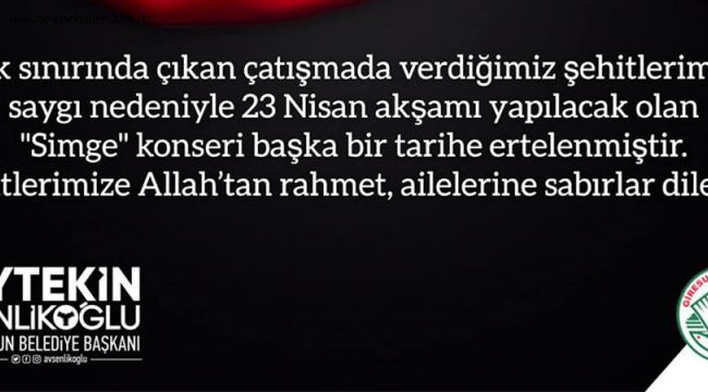 SİMGE KONSERİ ERTELENDİ