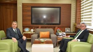  VALİ AHMET DENİZ'DEN BAŞKAN ÇERÇİ'YE HAYIRLI OLSUN ZİYARETİ