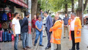 Başkan Gökhan Yüksel, Ankara Caddesi'nde yağış sırasında alınan tedbirleri denetledi