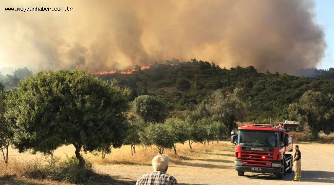 Urla'daki yangına 5 helikopterli takviye