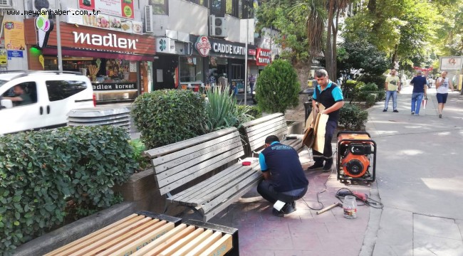Yürüyüş Yolu'nda banklar yenilendi