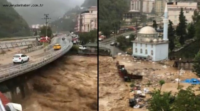 Artvin'de sel nedeniyle dereler taştı yollar kapandı