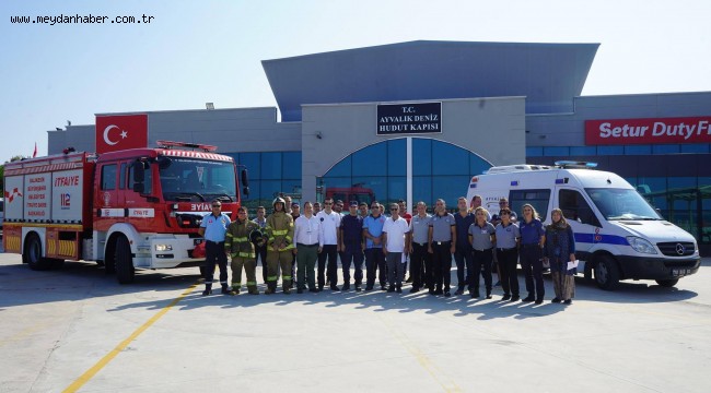 AYVALIK BELEDİYESİ LİMAN TESİSİ'NDE TATBİKAT YAPILDI