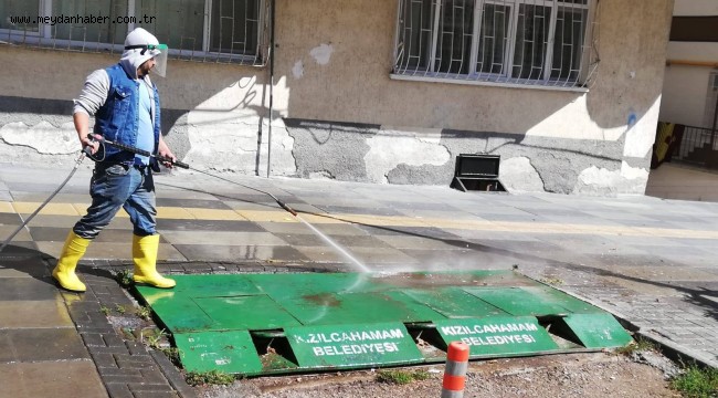 Kızılcahamam'da Çöp Konteynırları Dezenfekte Edildi