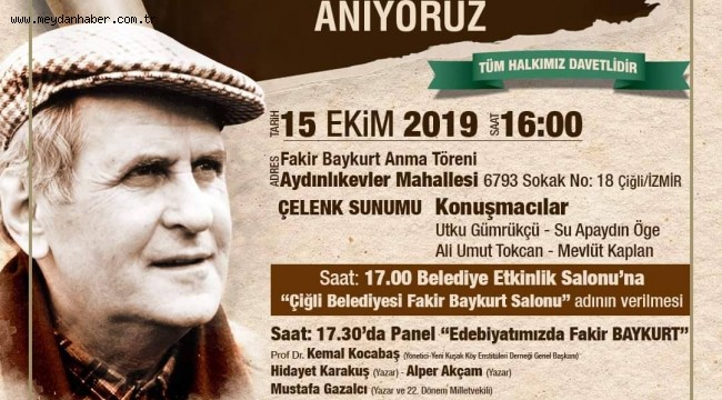 Çiğli'de Fakir Baykurt adı yaşayacak