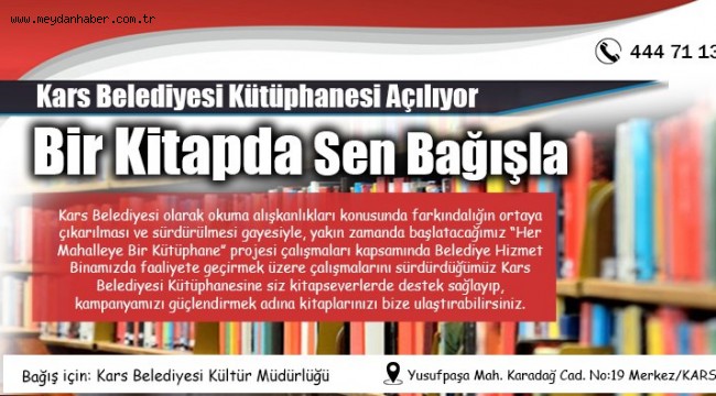 Kars Belediyesi Kütüphanesine destek