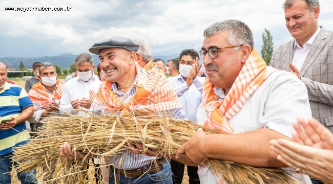 Başkan Soyer, Ödemiş ve Tire'de ilk karakılçık buğdayı hasadına katıldı