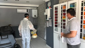 BERBER VE KUAFÖR SALONLARI DEZENFEKTE EDİLDİ