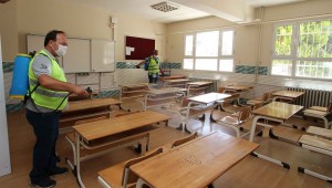 Okullar sınav öncesi dezenfekte edildi