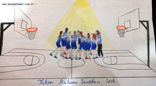 YUNUSEMRELİ SPORCULAR RESİMLE BASKETBOLU ANLATTI