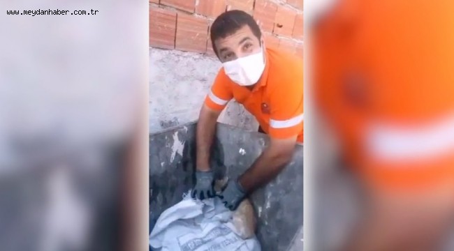 Gaziemir Belediyesi çalışanları yavru kedinin hayatını kurtardı