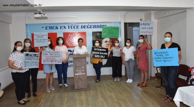 CHP Menemenli kadınlardan İstanbul Sözleşmesi'ne destek  "İstanbul Sözleşmesi Yaşatır"