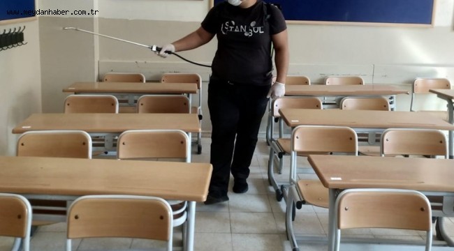 Bergama'daki 4 sınav merkezi bursluluk sınavı için dezenfekte edildi
