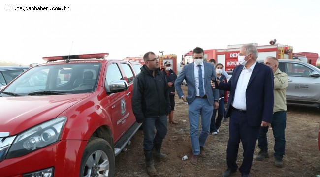 DENİZLİ--Büyükşehir'den söndürme çalışmalarına destek