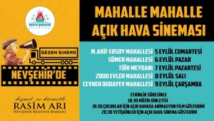 NEVŞEHİR'DE ÇOCUKLAR VE YETİŞKİNLER İÇİN MAHALLELERDE GEZEN SİNEMA TIRI İLE AÇIK HAVADA FİLM GÖSTERİMİ