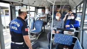 Otobüs ve minibüslerde maske ve mesafe denetimleri gerçekleştirildi