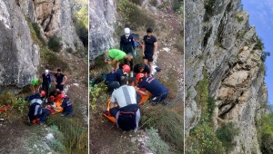 Yüksekten düşen dağcıyı itfaiye ekipleri kurtardı!