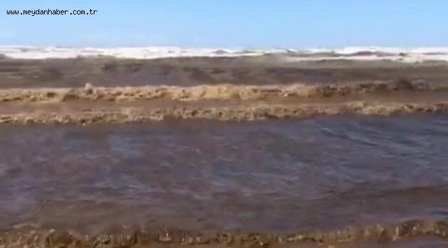 Adana'da deniz, gemi atıkları nedeniyle siyaha boyandı