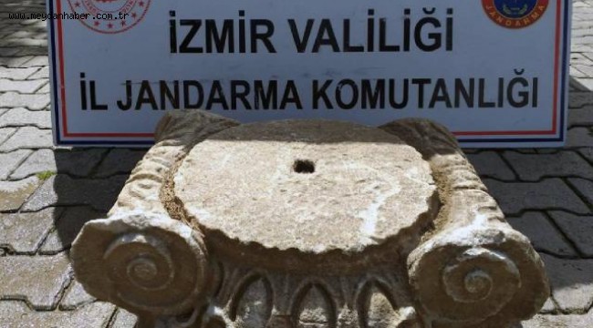 İzmir'de Roma dönemine ait sütun başlığı ele geçirildi