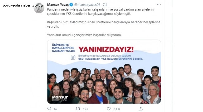 MANSUR YAVAŞ SÖZÜNÜ TUTTU: BAŞKENT'TE 6521 ÖĞRENCİNİN YKS ÖDEMESİ YAPILDI