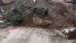 Zonguldak'ta heyelan: Yol ulaşıma kapandı