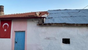 Aşıdan korkup kaçan dana çatıya sıkıştı