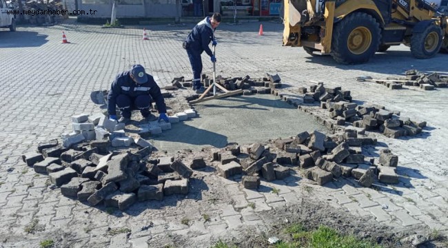 Ergenede Kilit Parke Taş Çalışmaları Devam Ediyor