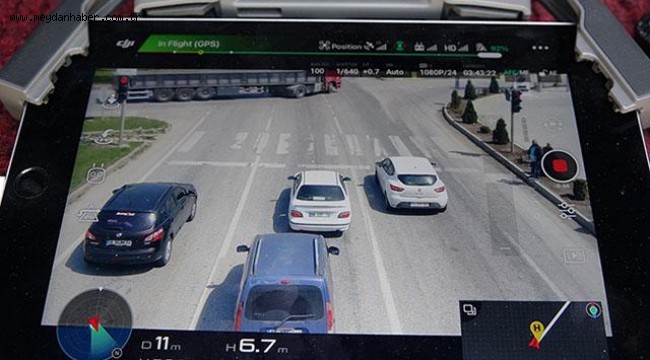 Işık ihlali yapan sürücüler dron ile tespit edildi