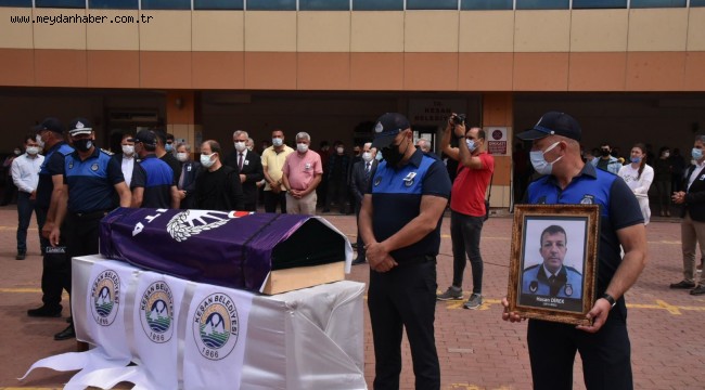 Keşan Belediyesi Zabıta Personeli Hasan Direk, belediye önünden son yolculuğuna uğurlandı