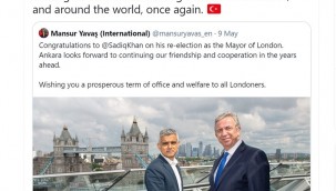 MANSUR YAVAŞ'TAN YENİDEN LONDRA BELEDİYE BAŞKANI SEÇİLEN SADIQ KHAN'A TEBRİK MESAJI