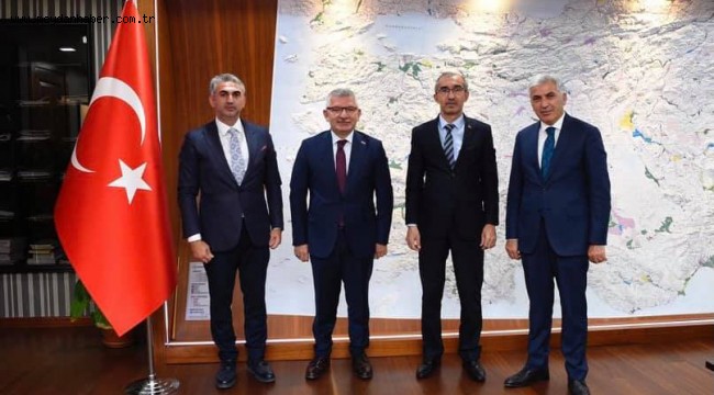 AK Parti Giresun Milletvekili Kadir Aydın, AK Parti Şebinkarahisar İlçe Başkanı Nejat Okuyar ve Şebinkarahisar Belediye Başkanı Şahin Yılancı; Devlet Su İşleri Genel Müdürü Kaya Yıldız'ı ziyaret etti.
