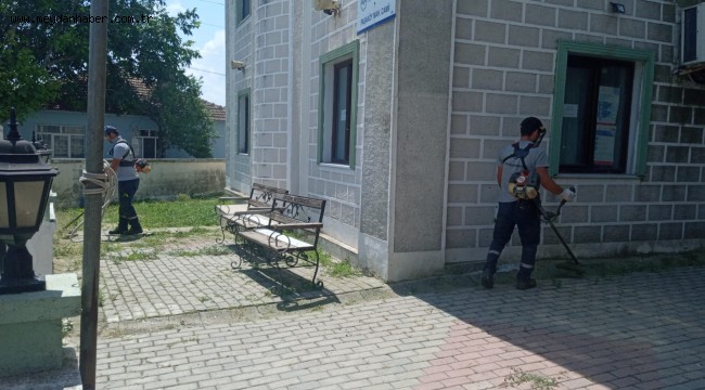 Ergene Belediyesi Cami Bahçelerini Temizliyor