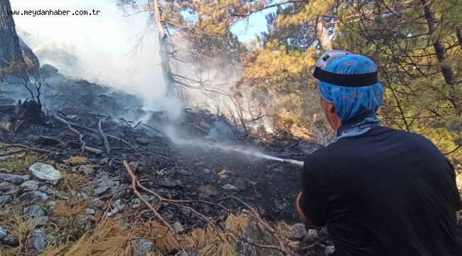 İZBAK Köyceğiz ekibi yangın soğutma çalışmasına katılıyor