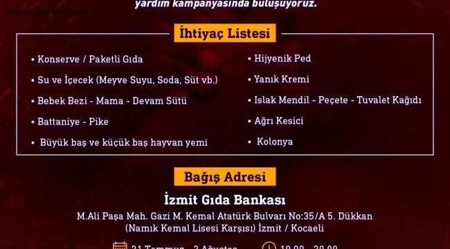 Yangın mağdurlarına yardım kampanyası büyüyerek sürüyor