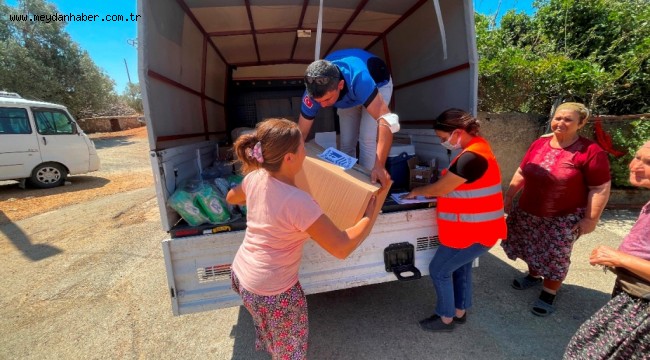 YANGINDAN ETKİLENEN BODRUM HALKINA ACİL İHTİYAÇ PAKETLERİ TESLİM EDİLDİ