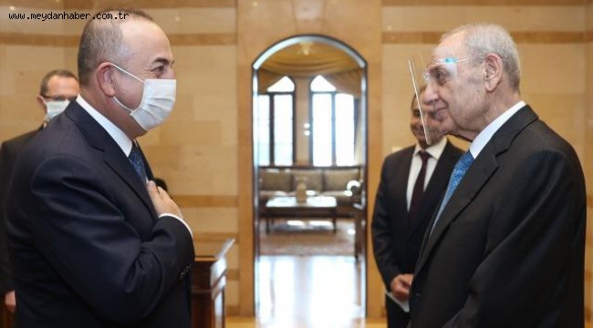 Dışişleri Bakanı Çavuşoğlu, Beyrut'taki resmi temasları çerçevesinde Lübnan Meclis Başkanı Nebih Berri ile bir araya geldi.