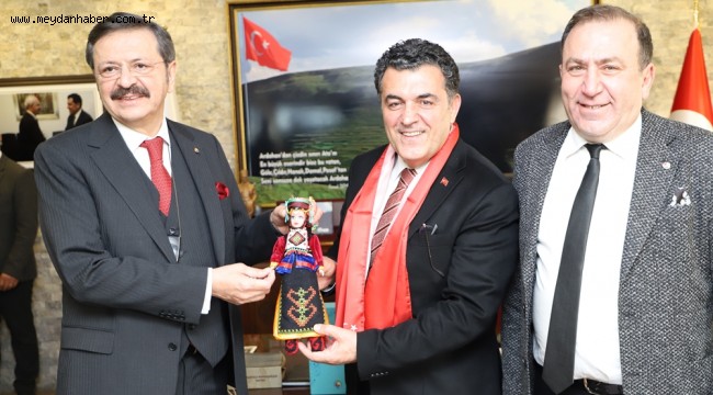 TOBB BAŞKANI RIFAT HİSARCIKLIOĞLU, BELEDİYE BAŞKANIMIZ FARUK DEMİR'İ ZİYARET ETTİ