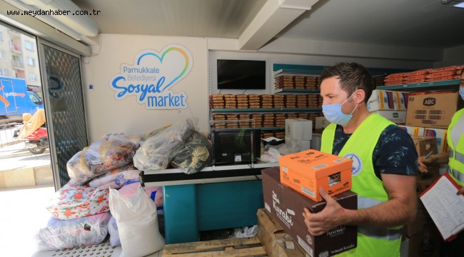 PAMUKKALE BELEDİYESİ SOSYAL MARKETLE GÖNÜLLERE DOKUNMAYA DEVAM EDİYOR