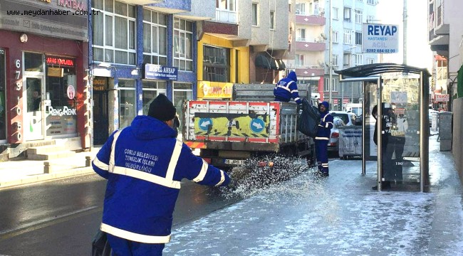 Çorlu Belediyesi'nden Karla Mücadele Çalışmaları