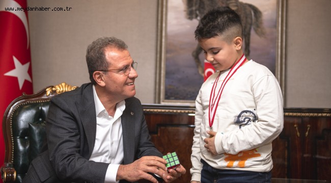 MATEMATİKTE DÜNYA BİRİNCİSİ ÖMER ERKEN, BAŞKAN SEÇER'LE BULUŞTU