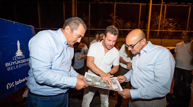 Başkan Tunç Soyer asfalt serim çalışmalarını inceledi