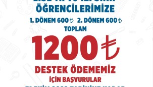 11 VE 12'İNCİ SINIF ÖĞRENCİLERİNE YILLIK 1200 TL DESTEK BAŞVURUSUNUN TARİHİ UZATILDI