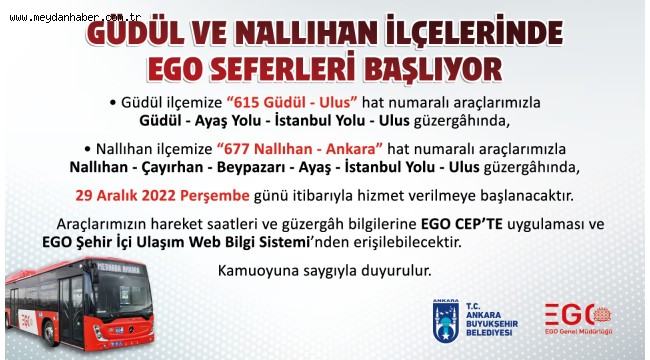 GÜDÜL VE NALLIHAN'A OTOBÜS SEFERLERİ BAŞLIYOR