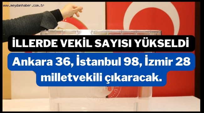 Ankara 36, İstanbul 98, İzmir 28 milletvekili çıkaracak.