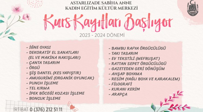 Kadınlara Yönelik Yeni Dönem Kurs Kayıtları Başlıyor