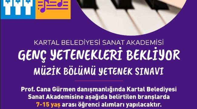 Kartal Belediyesi Sanat Akademisi Genç Yetenekleri Bekliyor