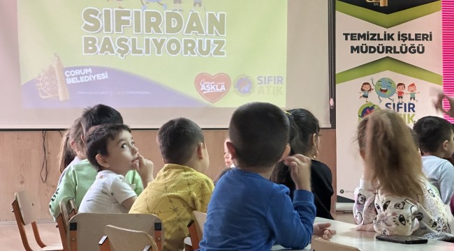 Çorum Belediyesi geleceğe dokunuyor Sıfır atık ve çevre konusunda öğrencilere eğitim