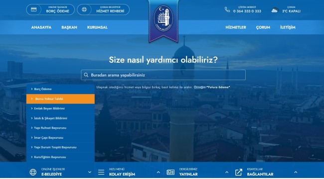 Belediye, "Borcu Yoktur" belgesini online erişme açtı