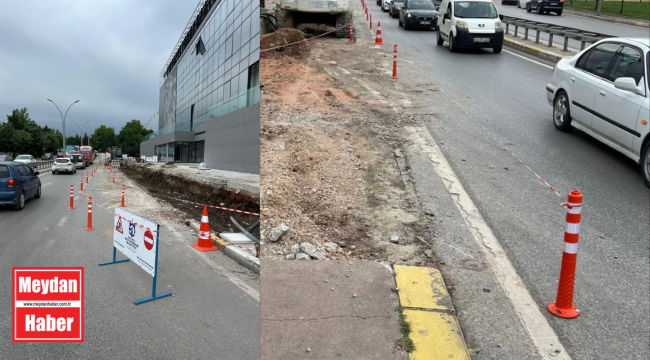 Yol kenarına perde duvar yapımına başlandı